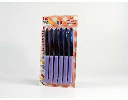 OEM SYSTEMS Set Servizio di Posate Coltelli da tavola con Manico in ABS Lilla 12Pz, 12 pz