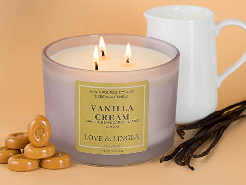 Vanilla Bean Candle | Vanilla Scented Candle | Luxury Soy & Beeswax Candles For Home | 16 Oz. Large Jar Candle | Holiday Candles | Warm Vanilla Candle #TOP2