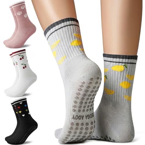 Image of yeuG Pilates Grip Socks for Women Yoga Slouch Socks with Grip for Barre Knee High Boot Socks Long Scrunch Slipper Socks