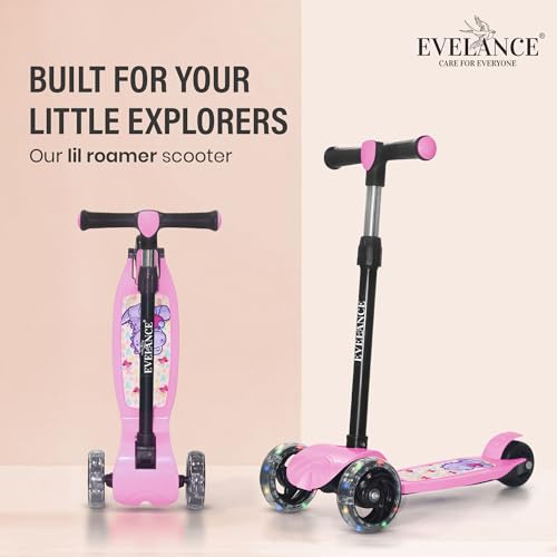 Image of 3 Wheel Kids Road Runner Scooter with Adjustable Height, Foldable Kick Scooter for 3+ Years | Skating Scooter Outdoor Toy for Boys & Girls, Birthday Gift | 50kg Capacity(Pink)