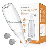 SleepBetterCo Nasal Irrigator, Sinus Rinse Bottle, BPA-Free, Ergonomic Design, 2 Tips for Adult/Kids, Reduces Snoring, Relieves congestion, Easy to use, Transparent Light-grey