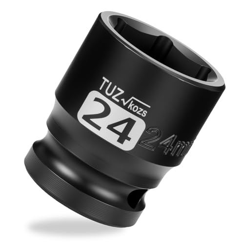 Image of 1 /2 Inch Drive 24mm Shalllow Metric 6 Point CR-MO Impact Socket | Radius Corner Design,Square Chamfered Opening,Axle Nut Impact Grade Socket for Easy Removal