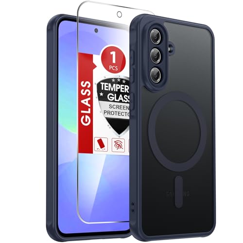 LeYi for Samsung Galaxy A36-5G Phone Case: Samsung A36 Phone Case [Magnet Fit] with Screen Protector, Samsung Galaxy A36 5G Case Matte Translucent Skin Full Body Samsung Galaxy A36 Case, Blue by LeYi - Used condition - US$9.70