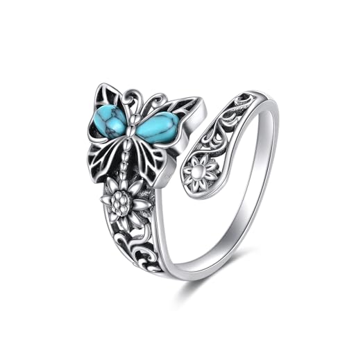 Bague papillon argent 925, un cadeau gothique chic pour femme audacieuse