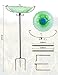 MUMTOP 26 Inch Height Glass Birdbath Birdfeeder with Metal Stake Garden Outdoor Green