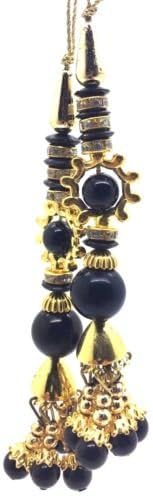 Multicolour Fancy Design Tassel Latkan Sari Blouse Bridal Sewing/Trim. ANE004 (Black)