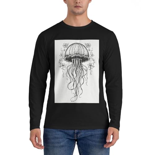 Chemise classique à manches longues pour hommes imprimé graphique méduse noir