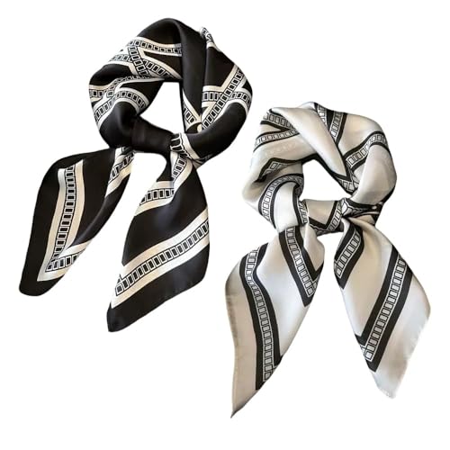 BWOOOWE 2 Piezas Mujer Bufanda Seda Pañuelos Versátiles como Pañuelo Bandana o Chal Elegantes para Todas las Estaciones
