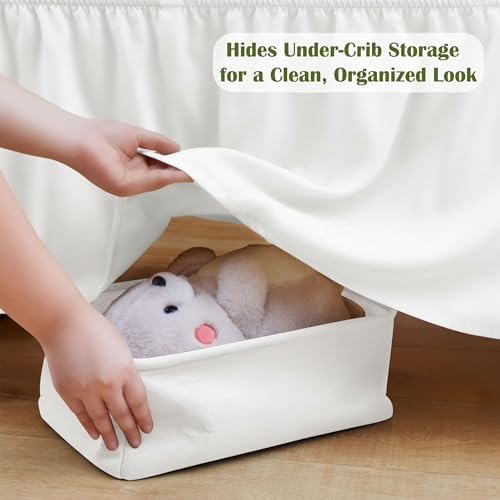 Image of Luxury Crib Bed Skirt 28 inch x 52 inch with 14 Inch Drop Soft & Breathable Dust Ruffle Fits Standard Crib and Toddler Bed Nursery Microfiber Fabric Ruffle Bed Skirt for Baby Boys or Girls White Solid