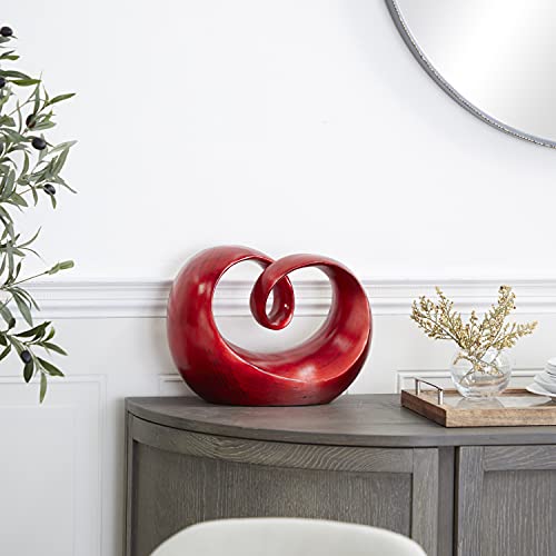 Deco 79 Polystone Abstract Swirl Sculpture, 12" X 6" X 9", Red #TOP1