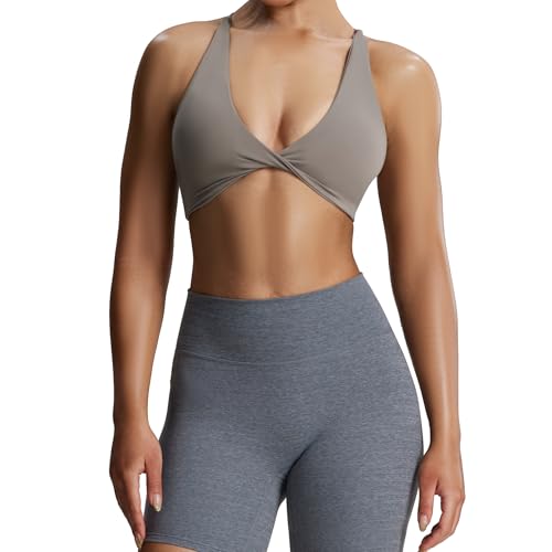 Image of Aoxjox Women's Workout Sports Bras Fitness Metamorph Sienna Twist Bra Yoga Crop Tank