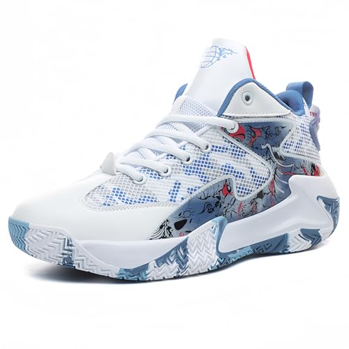 Image of Qiucdzi Mens Basketball Shoes Non-Slip Breathable Outdoor Sneakers Fashion Graffiti Sports Training Shoes for Running Walking