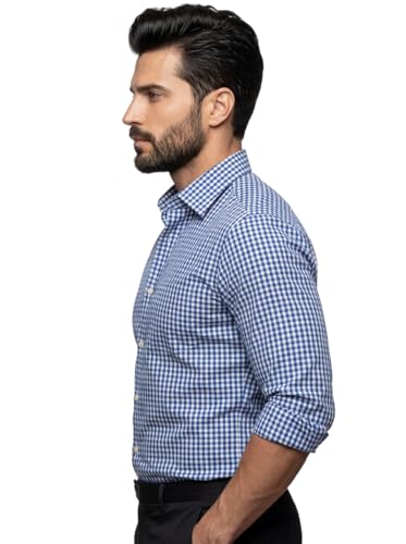 Image of Amazon Brand - INKAST Men's Cotton Checks Formal Shirt | Full Sleeve | Regular Fit | Comfortable Professional Checkered Shirts for Men