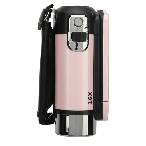 Akozon Caméra Vidéo Numérique 1080P 16MP Caméscope Écran Rotatif 2,4 Pouces Zoom 16X