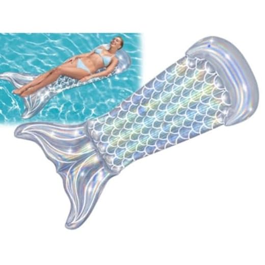 Trade Shop – Colchoneta Hinchable Fashion Cola De Sirena Iridiscente 193 X 101 Cm Piscina 43413