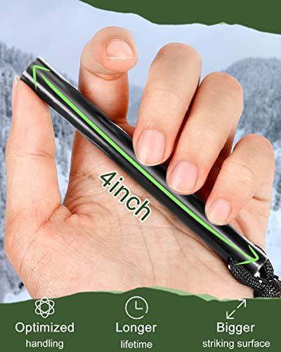 4 Pack Ferrocerium Drilled Flint Fire Starter, Ferro Rod Kit With Paracord Landyard Handle And Striker,Fire Steel For Emergency Survival Kits, Camping, Hiking, All-Weather Magnesium Ferro Rod #TOP1