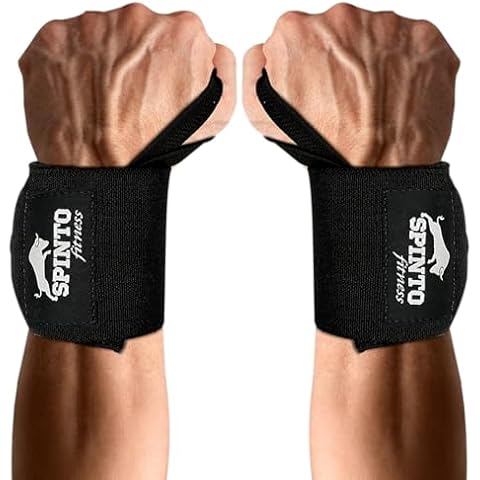 Spinto Fitness 24 inch Wrist Wraps for Weightlifting for Men and Women | USPA Approved Powerlifting Competition with Thumb Loop | Grip Strength Gym Accessories Wrist Support Brace 1 Pair (Black) Cover