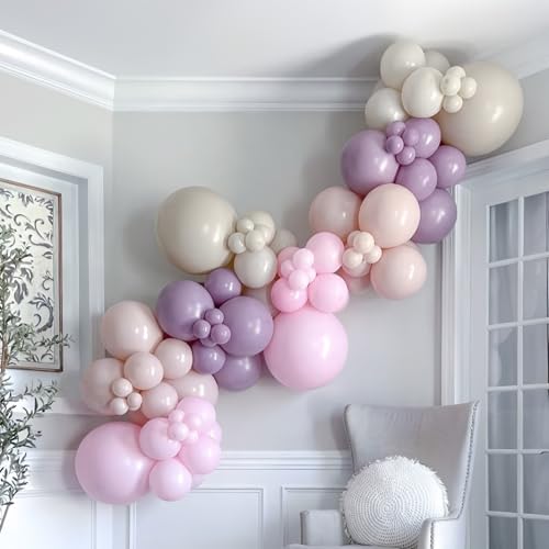 Image of Dusty Purple Balloons 5inch Taro Purple Balloon 60pcs Mini Small Round Retro Lavender Lilac Latex Balloon for Arch Garland Retro Boho Birthday Party Decoration Wedding Baby Bridal Shower Bachelorette