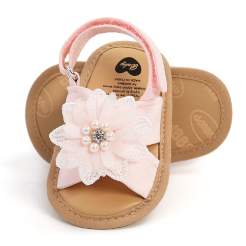 Image of HsdsBebe Baby Girls Sandals Bohemia Flower Bow Soft Sole Toddler First Walkers Beach Summer Shoes