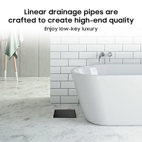 Image of DLONE Shower Drain | 6 Inch Matte Black with Tile Insert Panel