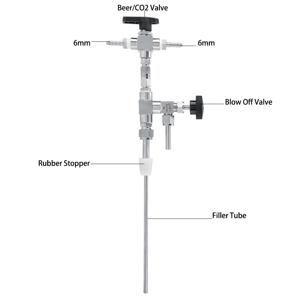 Llenadora de Botellas de Cerveza, 40 cm llenadora de Contrapresión CO2 de Acero Inoxidable 304, Kit de Elaboración de Cerveza Casera con Regulación de Presión, para Bar, Casera Embotellado de Vino