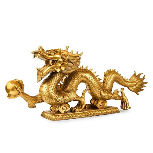 Statue de dragon chinois en cuivre pur feng shui pour decoration de maison