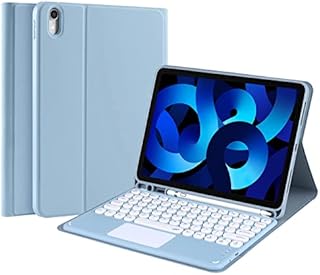 Keyboard Case with Touchpad for iPad Air 5 2022/Air 4 2020 10.9 Inch,iPad Pro 11 (1st Gen)2018,Detachable Wireless Keyboard with iPad Air 5th/4th Generation,Bulit-in Pencil Holder&Trackpad (Blue)