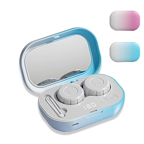 Ryzard 超音波 コンタクト洗浄機 蛋白除去 強力洗浄 化粧鏡付き コンパクト 携帯便利 USB充電式 プレゼント コンタクトレンズクリーナー 超音波コンタクトレンズクリーナーコンタクトレンズケース（グラデーションブルー）