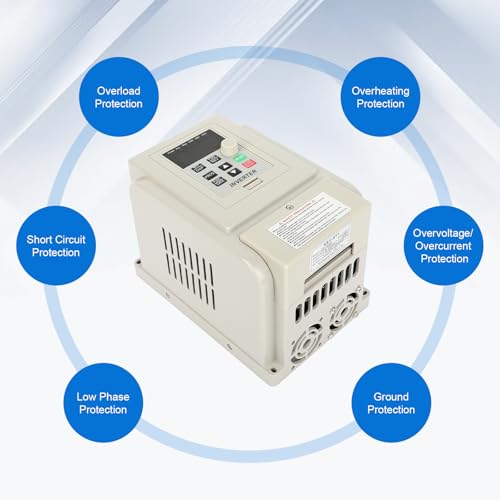Variable Frequency Drive, 220V 50/60Hz 4KW VFD Inverter Converter, VFD Inverter Frequency Converter for Motor Speed Control, Single-Phase Input, 3 Phase Output