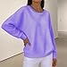 Waffle Knit Blouses for Women Round Neck Long Sleeve Smocked Cuff Top Solid Color Fashion Casual Shirts Purple