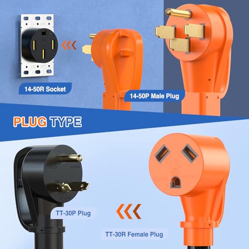 Image of Nilight 50 Amp to 30 Amp RV Y Splitter Adapter Cord 50A Male Plug to Two 30A Female Outlet NEMA 14-50P TT-30R Pure Copper STW 10 AWG Heavy Duty Cable for RV Camper Generator