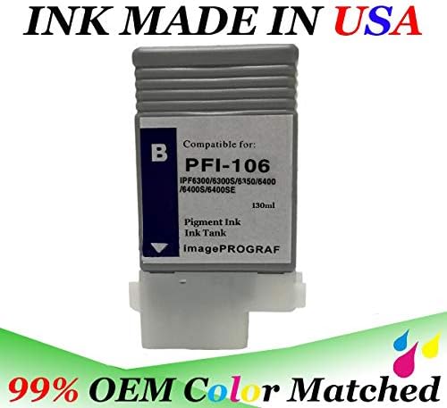 Vivid Colors PFI-106 130ml Compatible Ink Cartridge Replacement for Canon PFI-106 (12-Pack Combo) for iPF6300, iPF6350, iPF6400, iPF6450 Ink Tank IPF Printers