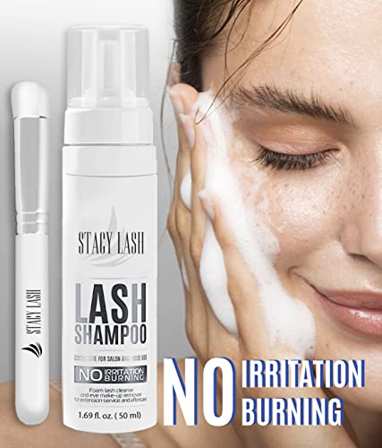 Stacy Lash SLSH1808 Eyelash Extension Shampoo + Brush / 1.69 Fl.Oz / 50Ml / Eyelid Foaming Cleanser/Wash thumb #1