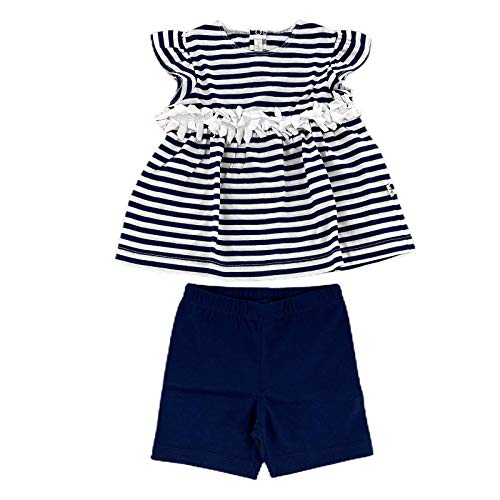 T-shirt et short Il Gufo A65 ensemble d'été bleu et blanc pour jeux au parc