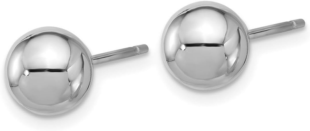 14k White Gold 8mm Ball Post Earrings 8mm Wide Ball Earring for Women