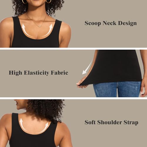 Image of TVKSOM 5 Pack Basic Ribbed Tank Tops for Women Layering Undershirts