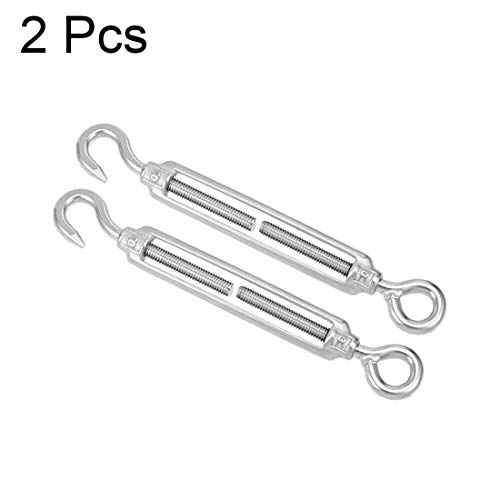 uxcell Tensores tipo Gancho de Acero Inoxidable 304 M8 para Cable, Juego de 2 piezas miniatura 3