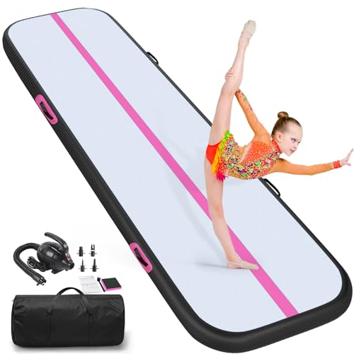 ZAFIED Inflatable Air Gymnastics Track Mat, 10ft Tumble Track, 4in Thickness Gym Mats for Home...
