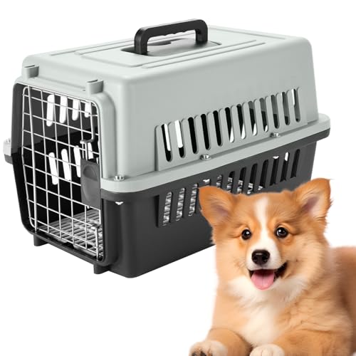 SKY-TOUCH Portable Hard Sided Pet Carrier Carry Breathable Crate Puppy Cage Tote Transport Box Travel Kennel for Cats Kitten Dog Trips Outdoor Safety closure system Aeration grids