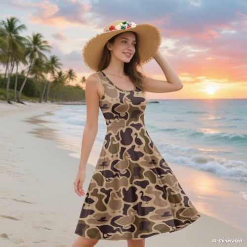 Image of Renewold Women's Sleeveless Tank Dress with Pockets, Casual Scoop Neck A-Line Sundress for Summer, Travel and Vacation