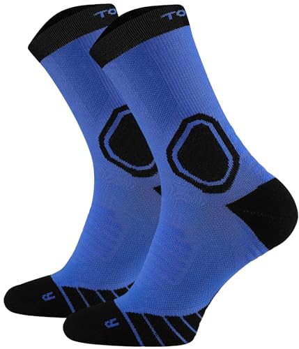 TODO MTB Socken Lang TRAIL MASTER Radsocken Herren und Damen. Atmungsaktive Mountainbike MTB Socken Herren und Damen Fahrradsocken (39-42, Blau)