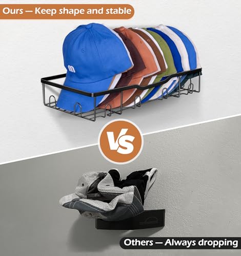 Keetdy 4K42MHR2P Metal Hat Racks For Baseball Caps Wall Hat Organizer Fit 20 Caps Holder thumb #3