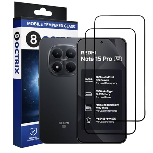 Image of Premium Tempered Glass Screen Protector Compatible for Redmi Note 15 Pro with Edge-to-Edge Coverage - Case Friendly, Anti-Scratch & Bubble-Free Installation Kit (Pack Of 2)
