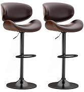 Mid Century Modern Black Swivel Bar Stool Set of 3, 26" Counter Height