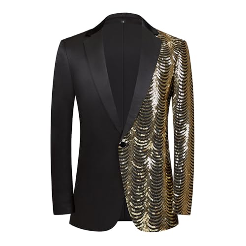 Veste pour homme à sequins ondulés coupe cintrée en polyester élégant pour vos soirées