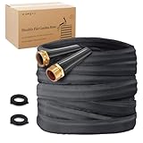 Lightweight Flat Garden Hose 50ft, 800D Woven Water Hose with 3/4" Aluminum-Copper Fittings with 2 Rubber Washers, 580 PSI Burst Pressure, Flexible Kink-Free Hose for Outdoor, Lawn & Yard