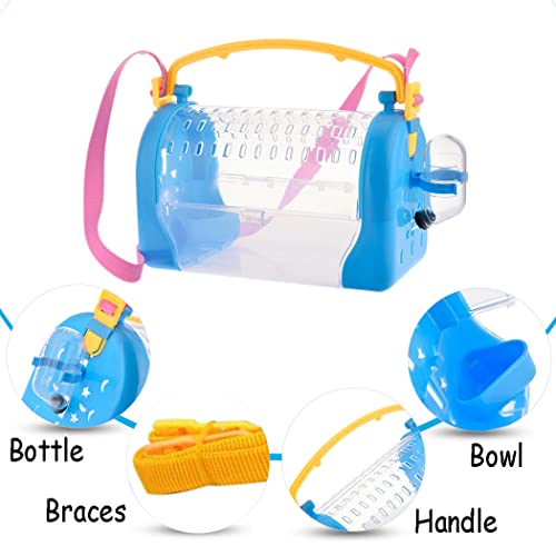 Kathson Portable Hamster Cage Dwarf Hamster Carry Travel Cage With Water Bottle Food Bowl Adjustable Strap Pet Outgoing Cage For Gerbil Hedgehog Mice Squirrel #TOP3