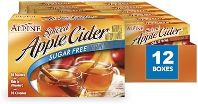 Alpine Sugar Free Spiced Apple Cider Instant Drink Mix, Rich in Vitamin C and Low Calorie, 0.14 Oz Pouch (Pack of 120)