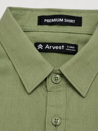 Image of Arvest Men's Solid Linen Casual Shirt | Regular Fit | Breathable | Full Sleeve
