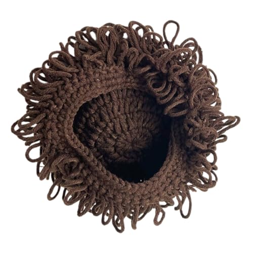 GALPADA Cute Wig Hat for Boys and Hand Knitted Winter Cap Stylish Outdoor Accessory Comfortable and Warm for Ages for Parties and Everyday Wear Brown